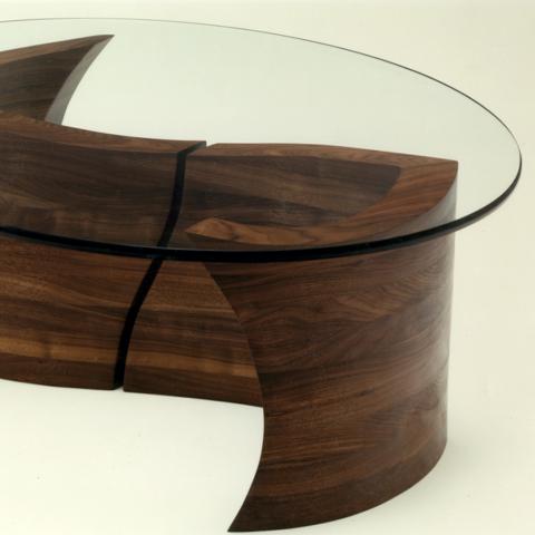 Glass topped modern coffee table