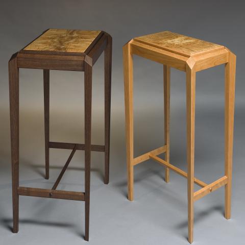 A pair of side table, one in walnut and one in cherry