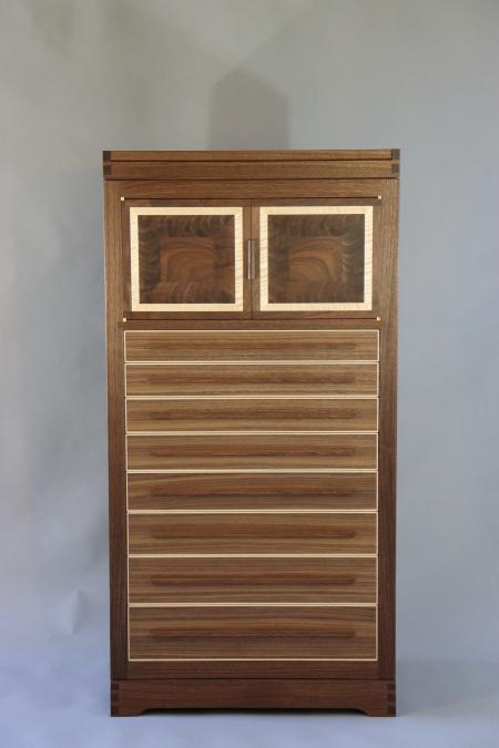 Front view of walnut cabinet