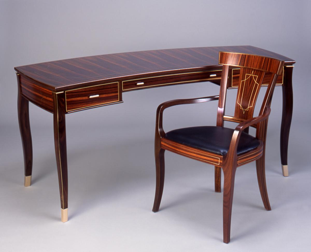 Rosewood Crescent Desk with Tablet Ming Chair