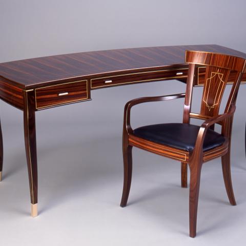 Rosewood Crescent Desk with Tablet Ming Chair